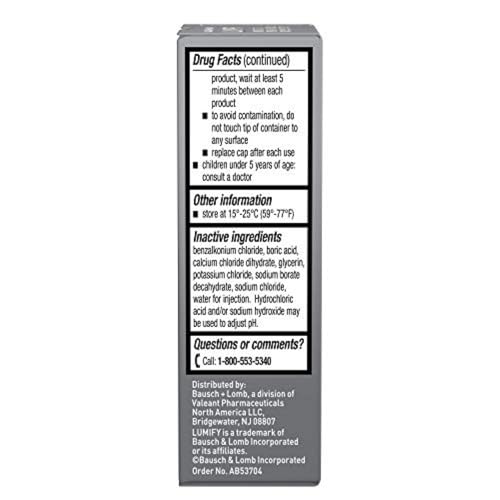 LUMIFY Redness Reliever Eye Drops, for Whiter & Brighter Looking Eyes, 0.08 Fl Oz (2.5 mL)
