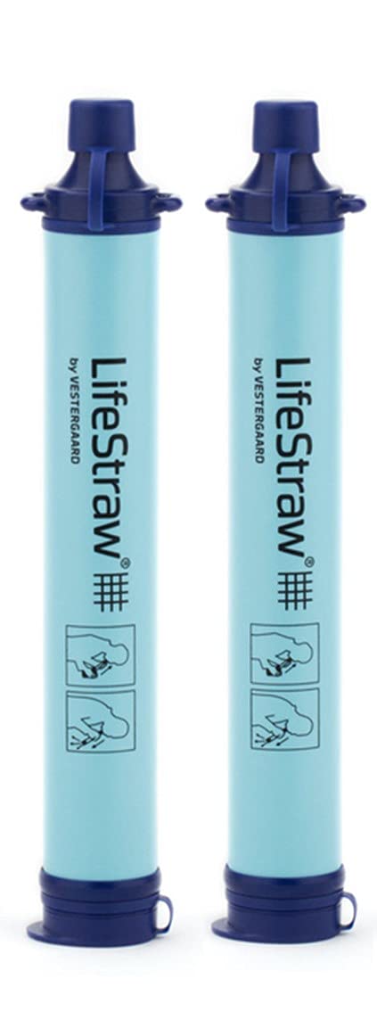 LifeStraw Personal Water Filter for Hiking, Camping, Travel, and Emergency Preparedness, 3 Pack, Blue