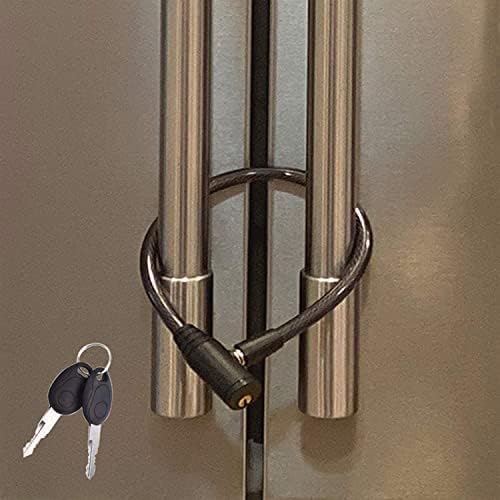 Urban August Child-Proof Refrigerator Lock with Keys - Cable Lock for French Door Fridge, Bike, Stroller, & Helmet - Cabinet Lock for Kids & Adults (Regular, Black - 1 Pack)