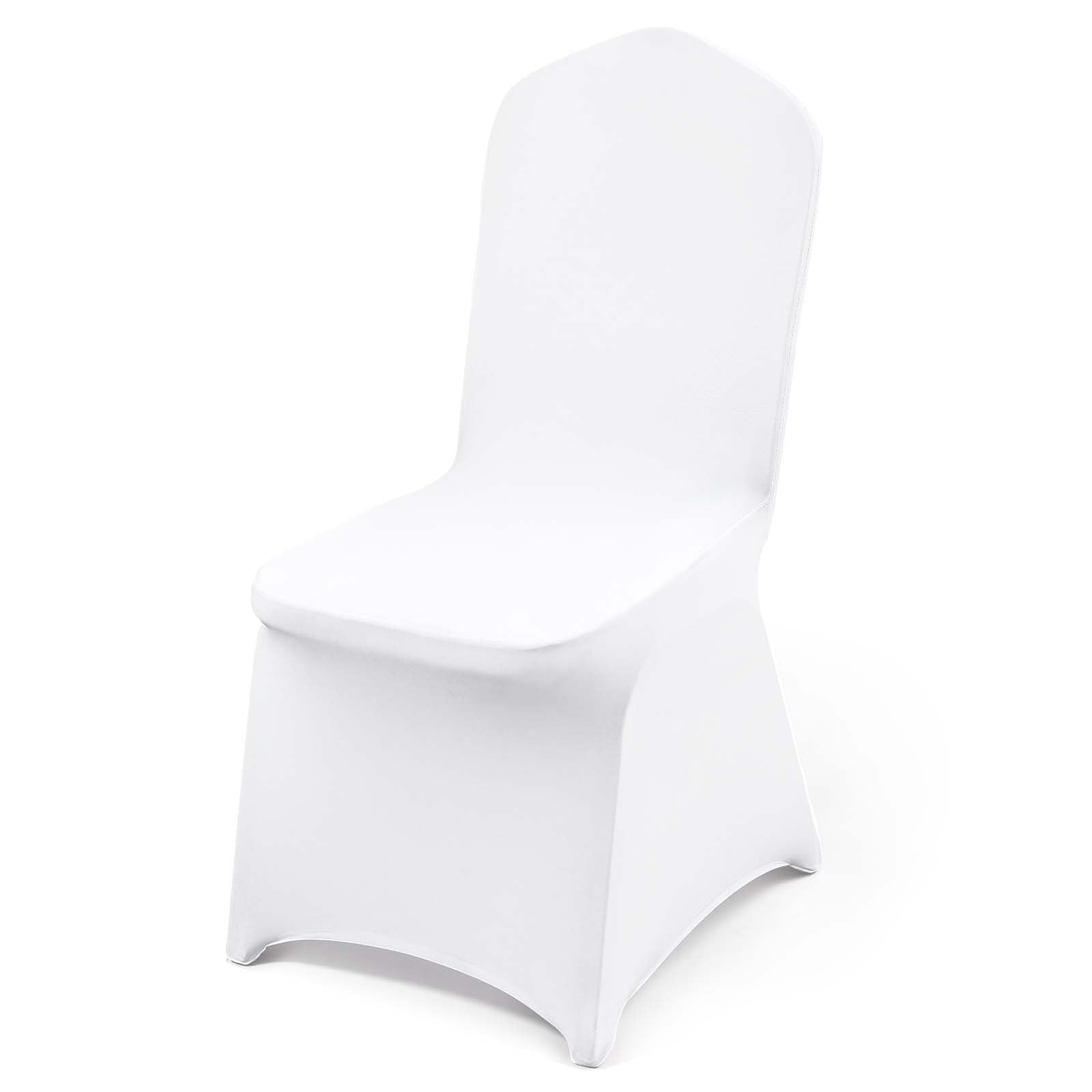 VEVOR 100 Pcs White Chair Covers Polyester Spandex Chair Cover Stretch Slipcovers for Wedding Party Dining Banquet Flat-Front Chair Covers