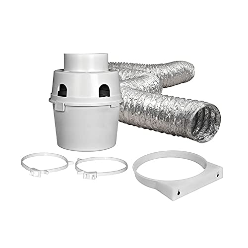 Dundas Jafine TDIDVKZW Indoor Dryer Vent Kit with 4-Inch by 5-Foot Proflex Duct, 4 Inch, White