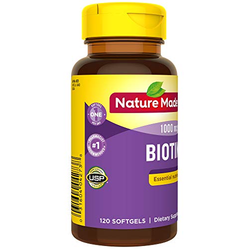 Nature Made Biotin 1000 mcg, Dietary Supplement Supports Healthy Hair & Skin, 120 Softgels, 120 Day Supply