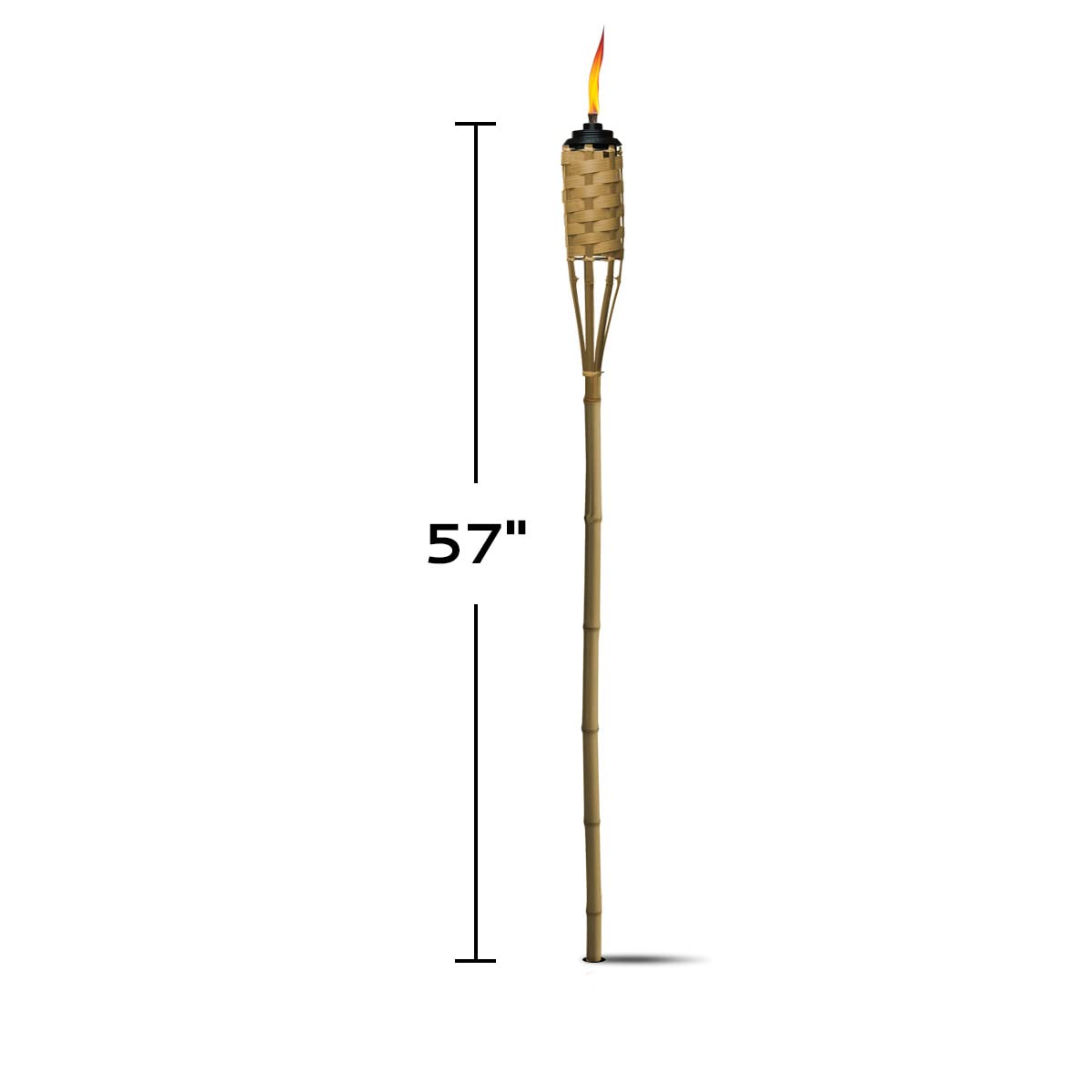TIKI Bamboo Tiki Torches 4-Pack – Weather-Resistant Outdoor Décor with Easy-Pour Wide-Mouth Canister Refill for Patio, Garden, Backyard, and Parties, 57-Inch Citronella Torches