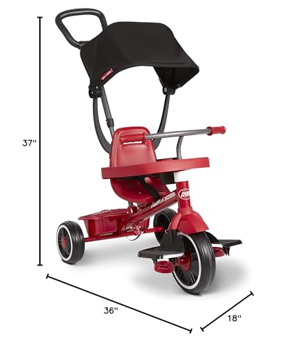 Toddler Bike, Kids Bike, Tricycle Toddler Toys for Ages 2-4, Baby Toy, Radio Flyer 4-in-1 Stroll 'N Trike, for Ages 1-5 Years, Red (Amazon Exclusive)