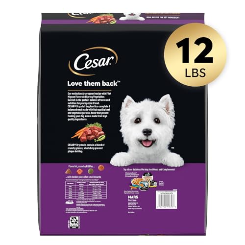 Cesar Small Breed Dry Dog Food Filet Mignon Flavor and Spring Vegetables Garnish, 12 lb. Bag