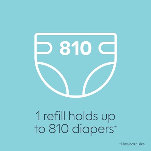 Diaper Genie Jumbo Square Refill, with Continuous Film, can Hold up to 810 Newborn-Sized Diapers per Refill.