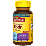 Nature Made Extra Strength Biotin 2500 mcg, Dietary Supplement For Healthy Hair, Skin & Nail Support, 150 Softgels, 150 Day Supply