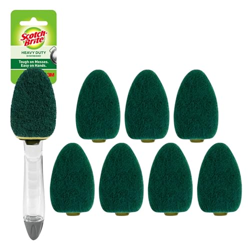 Scotch-Brite Heavy Duty Dishwand Kit, Includes 1 Wand & 7 Refill Pads, Keep Hands Out of the Mess