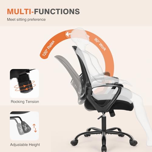Sweetcrispy Home Office Ergonomic Mesh Executive Chair with Lumbar Support and Rolling Wheels, Computer Desk Adjustable Height Chair for Study