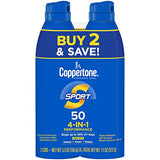 Coppertone Sport Sunscreen Spray SPF 50, Water Resistant Spray Sunscreen, Broad Spectrum SPF 50 Sunscreen, Bulk Sunscreen Pack, 5.5 Oz Bottle, Pack of 2