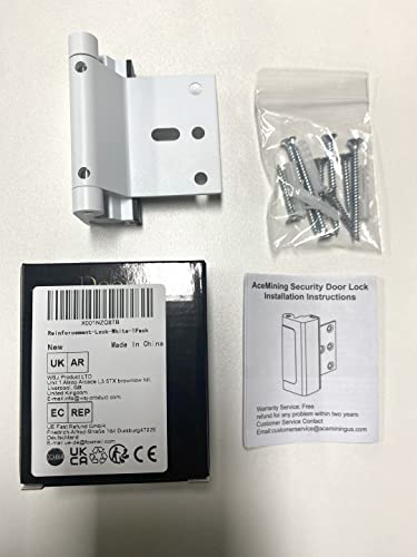 Door Reinforcement Lock Withstands 800lbs of Force - White Extra Proof Door Lock for Kids Safety with 8 Screws Prevents Unauthorized Entry, Add a Door Security Lock for Home Safety & Privacy
