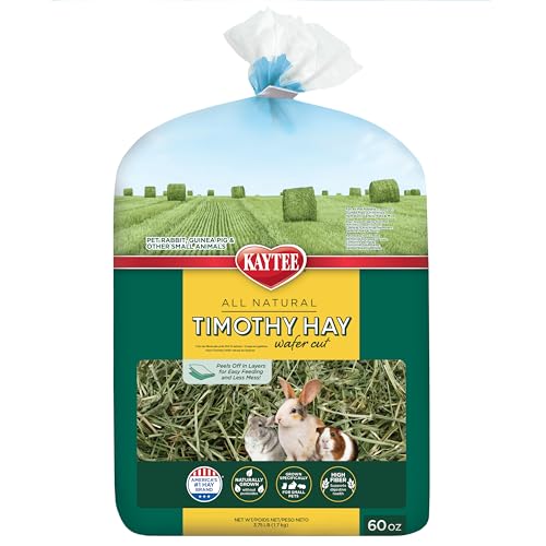Kaytee Wafer Cut All Natural Timothy Hay for Pet Guinea Pigs, Rabbits & Other Small Animals, 60 Ounce