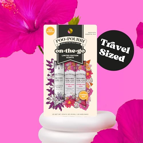 Poo-Pourri Before-You-Go Toilet Spray, Travel Essentials, .34 Fl Oz, In A Pinch Variety 3 Pack, Each Up to 20 Uses, On-The-Go Bathroom Odor Deodorizer with Essential Oils, TSA Approved Size, 2 Scents