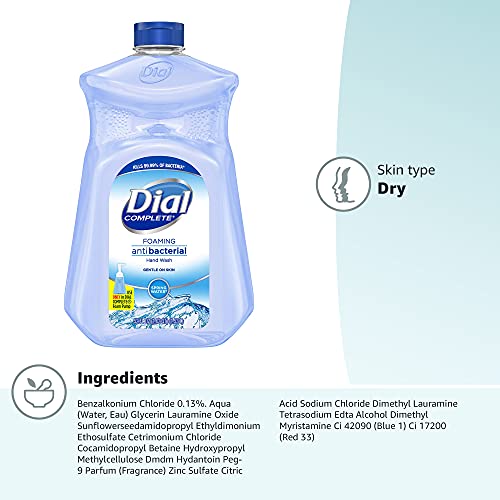 Dial Antibacterial Foaming Hand Soap Refill, Spring Water, 52 fl oz (Pack of 1)