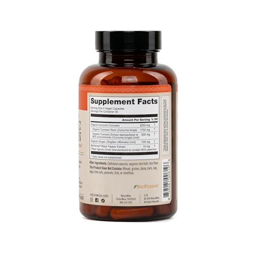 NatureWise Curcumin Turmeric 2250mg - 95% Curcuminoids & BioPerine Black Pepper Extract for Advanced Absorption - Daily Joint and Immune Health Support - Vegan, Non-GMO, 90 Count[30-Day Supply]