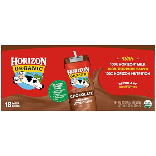 Horizon Organic Shelf-Stable 1% Lowfat Milk Boxes, Chocolate, 8 Fl Oz, 18 Pack
