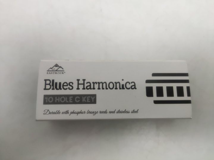 EastRock Blues Harmonica Mouth Organ 10 Hole C Key with Case, Diatonic Harmonica for Professional Player, Beginner, Students gifts, Adult, Friends, Gift Black