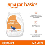 Amazon Basics Laundry Detergent Pacs, Hypoallergenic, Free & Clear, 120 Count (Previously Solimo)