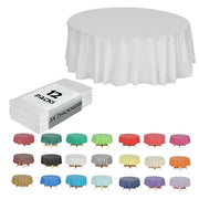 Evershine (12-Pack Heavy Duty Plastic Table Covers Tablecloth (Reusable) (Round 84", White)