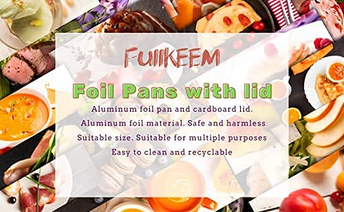 1 Lb Small Aluminum Pans with Lids(40 Pack - 5"×4") Tin Foil Pans Disposable Cookware- Cardboard Lids, for Cooking Baking Party Meal,Takeout Trays - To Go Disposable Food Container