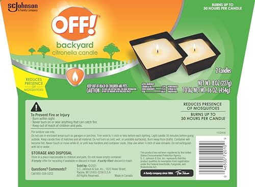 OFF! Backyard Citronella Scented Candle, Ambiance Enhancing Centerpiece, Burns for up to 25 Hours, 8 oz (Pack of 2)