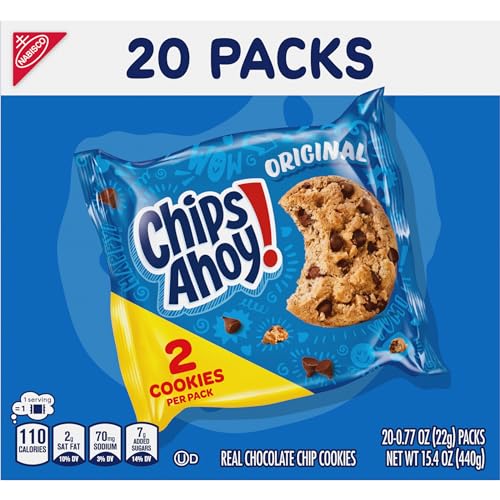 CHIPS AHOY! Original Chocolate Chip Cookies, 20 Snack Packs (2 Cookies Per Pack)