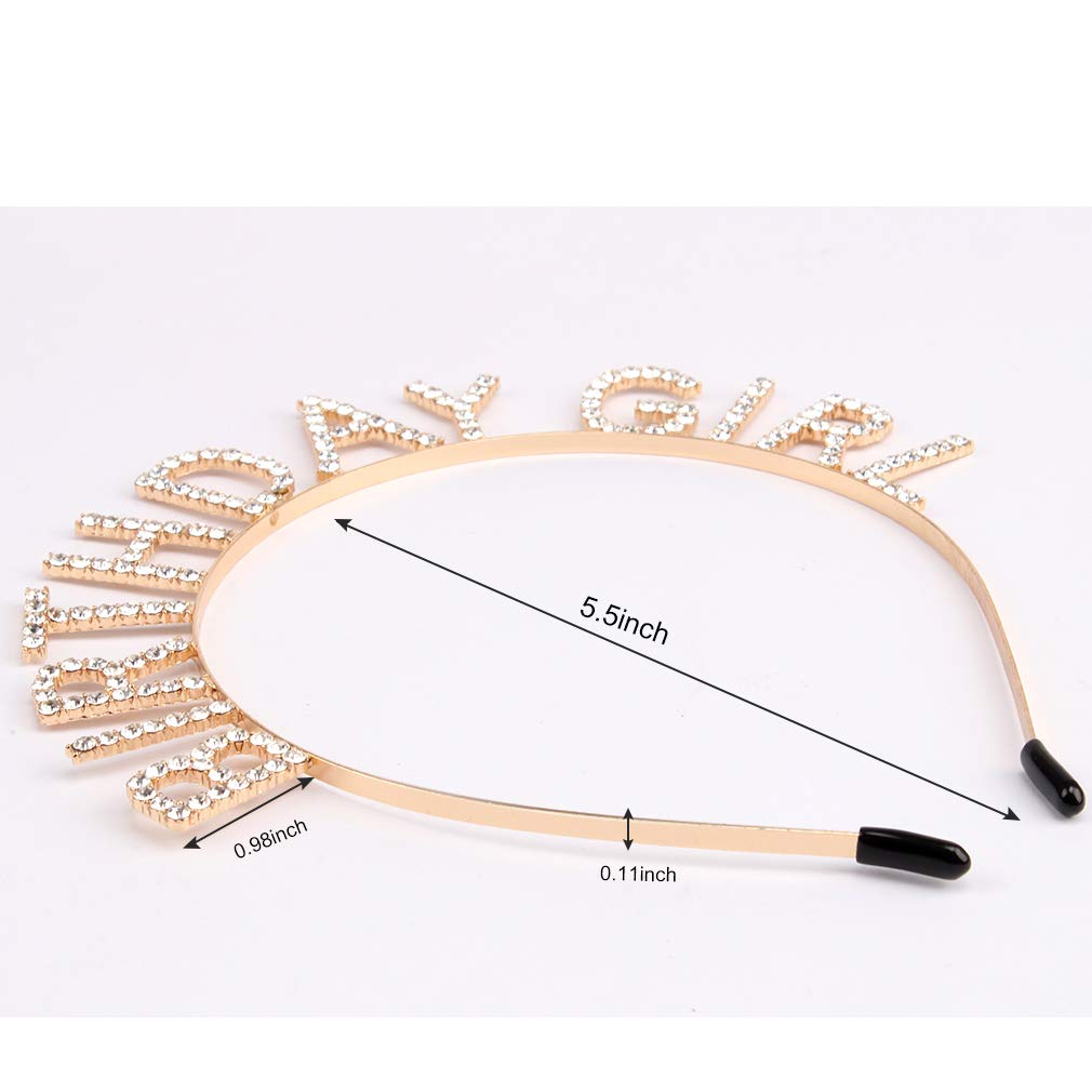 AOPRIE Birthday Crown for Women with Sash Gold White Happy Birthday Tiara for Women Girl Headband Princess Crown Rhinestone Accessories