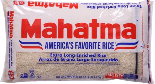 Mahatma Extra-Long-Grain Rice 5-Pound Rice Bag, Gluten-Free and Non-GMO White Bulk bag, 1 Bag of