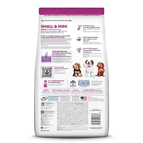 Hill's Science Diet Sensitive Stomach & Skin, Adult 1-6, Small & Mini Breeds Stomach & Skin Sensitivity Support, Dry Dog Food, Chicken Recipe, 4 lb Bag