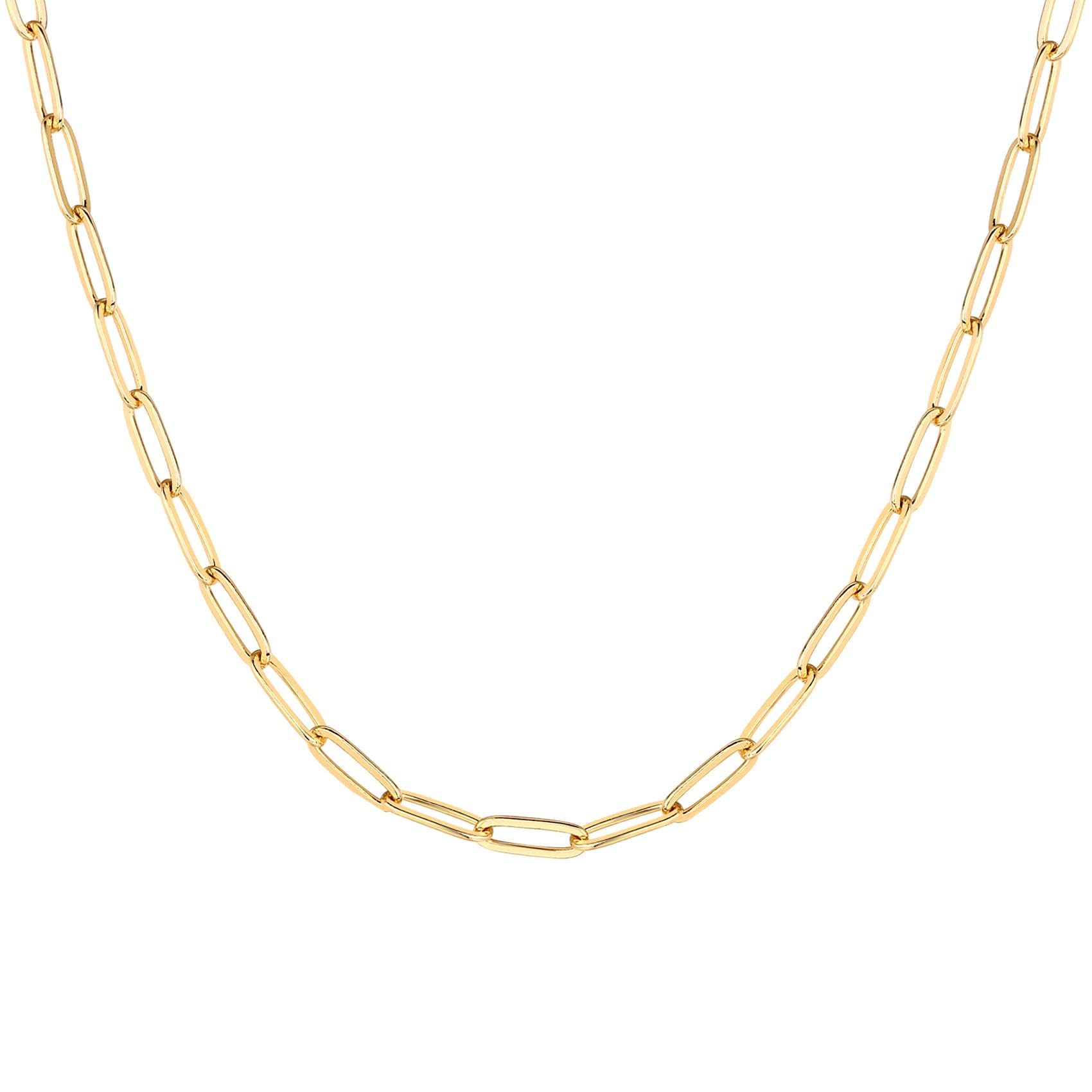PAVOI 14K Gold Plated Paperclip Chain Necklace | Adjustable Necklaces for Women (S, Gold Plated)