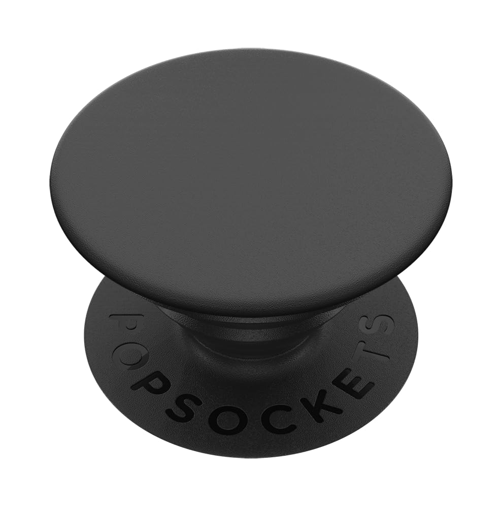 PopSockets حامل هاتف مع مسند قابل للتمدد، ومقبض لاصق - أسود