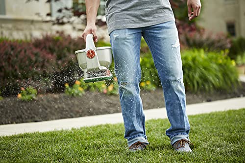 Scotts Wizz Spreader for Grass Seed, Fertilizer, Salt and Ice Melt, Handheld Spreader Holds up to 2,500 sq. ft. of Product