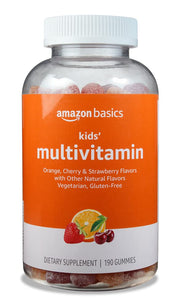 Amazon Basics Kids' Multivitamin, 190 Gummies, Orange, Cherry & Strawberry (Previously Solimo)