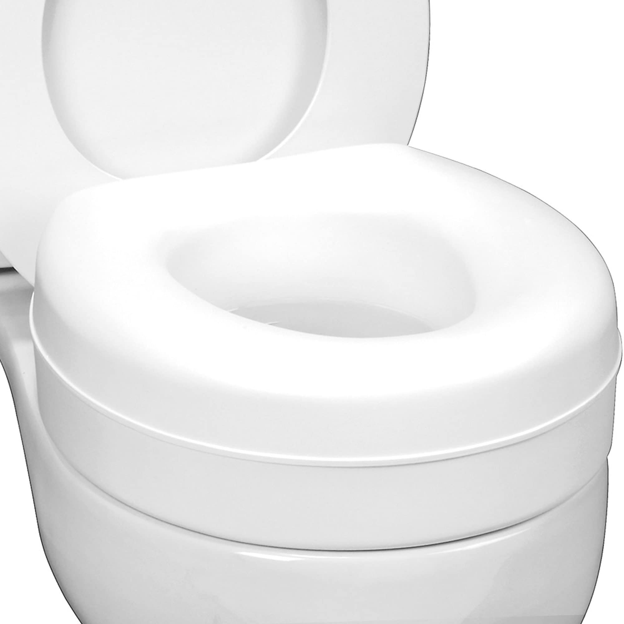 HealthSmart Enhanced Comfort 5" Raised (Round) Toilet Seat Riser | 3 Slip Resistant Pads | FSA/HSA Eligible | Toilet Seat Risers for Seniors | Padded Toilet Seat Elevation | 15.7 x 15.2 x 6.1