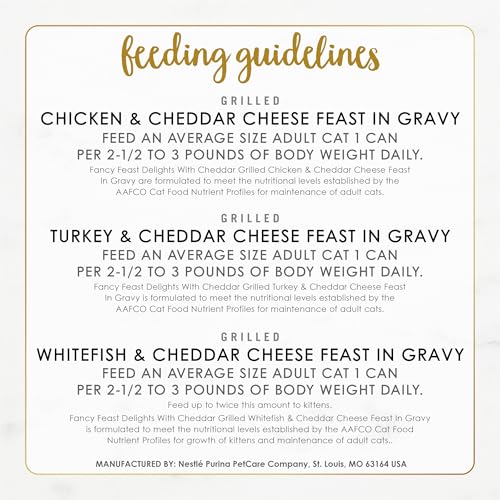 Purina Fancy Feast Delights with Cheddar Grilled Chicken, Turkey or Whitefish and Cheddar Cheese Feast in Gravy Wet Cat Food Variety Pack - (Pack of 24) 3 oz. Cans