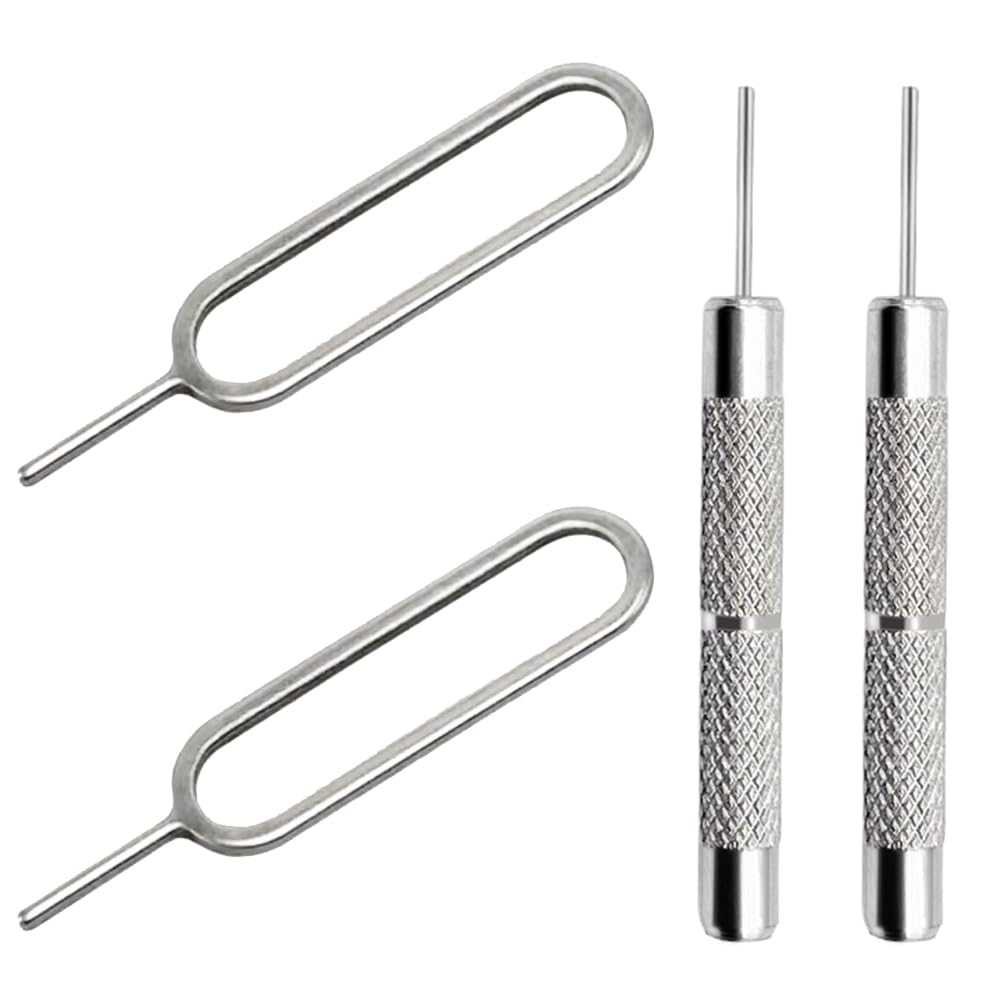 AYWFEY 4 Stück SIM-Karten-Entfernungswerkzeug, Öffnungswerkzeug, Tray Auswurfstifte, Nadelöffner, Auswerfer, kompatibel mit allen iPhone Apple iPad HTC Samsung Galaxy Handys, Smartphones, Uhrenarmband-Gliederentferner (Stil A)
