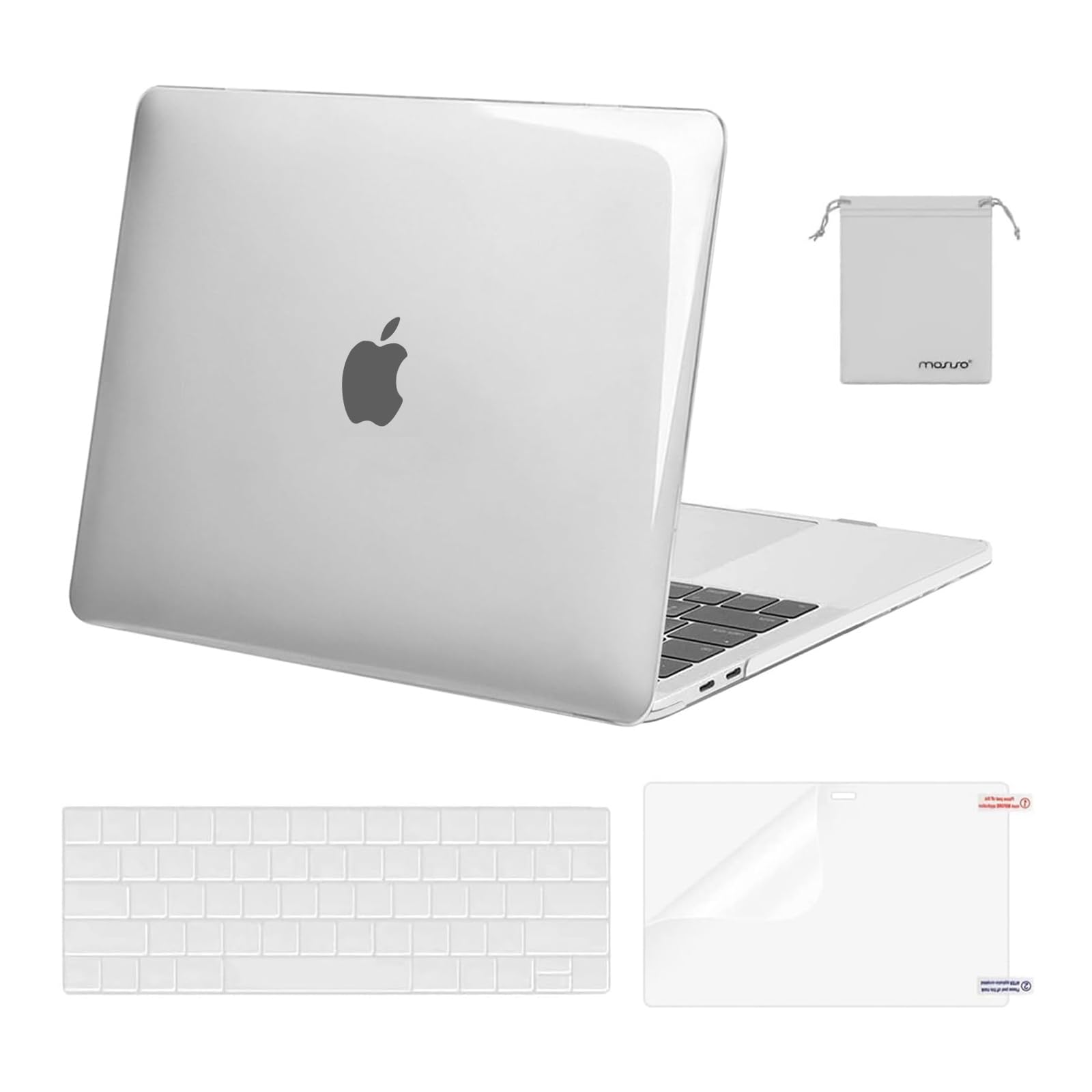MOSISO Compatible with MacBook Pro 13 inch Case M2 2024, 2023, 2022-2016 A2338 M1 A2251 A2289 A2159 A1989 A1708 A1706, Plastic Hard Shell&Keyboard Cover&Screen Protector&Storage Bag, Black