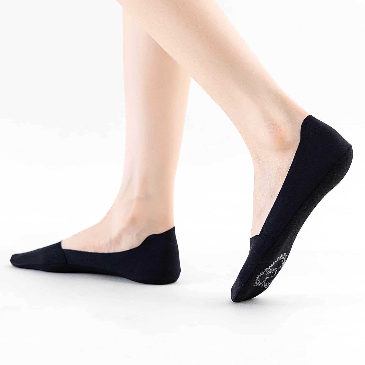 VFM 6 Pairs Women No Show Socks Flat boat line Socks Ice Feeling socks Nonslip Liner Invisible Thin Socks 3Black 3Nude