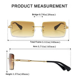 aisswzber Fashion Rimless Rectangle Sunglasses for Women Men Square Glasses Ultralight UV400 Eyewear Unisex 9031