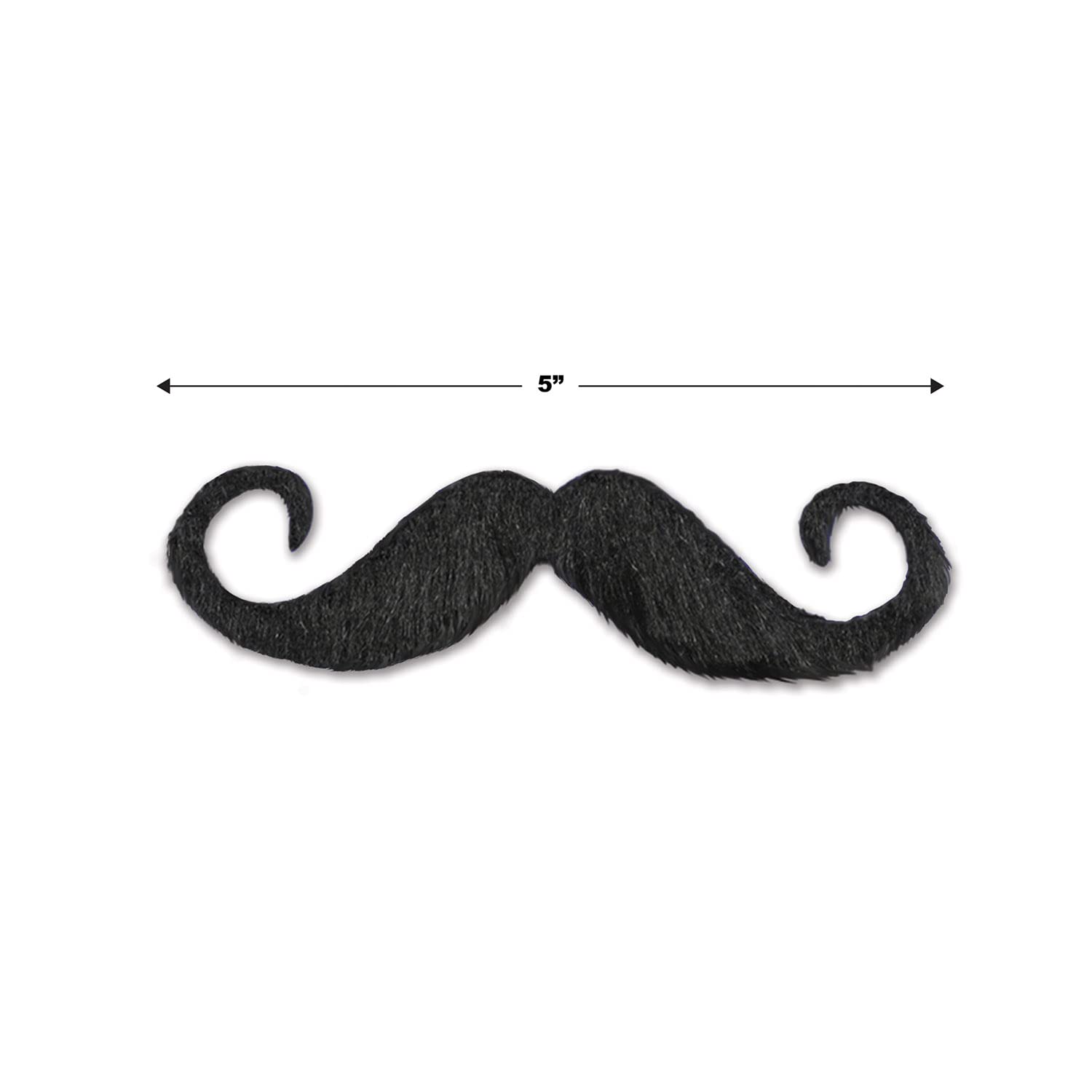 Beistle Handlebar Mustache, Self-Adhesive Fake Hairy 'stache, Halloween Stick on Facial Hair for Pirates, Cowboys, & Mario Costume for Parties, 5”