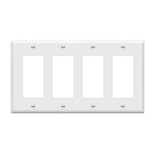 ENERLITES Decorator Light Switch or Receptacle Outlet Wall Plate, Gloss Finish, Size 4-Gang 4.50" x 8.19", Polycarbonate Thermoplastic, 8834-W, White, Standard Size