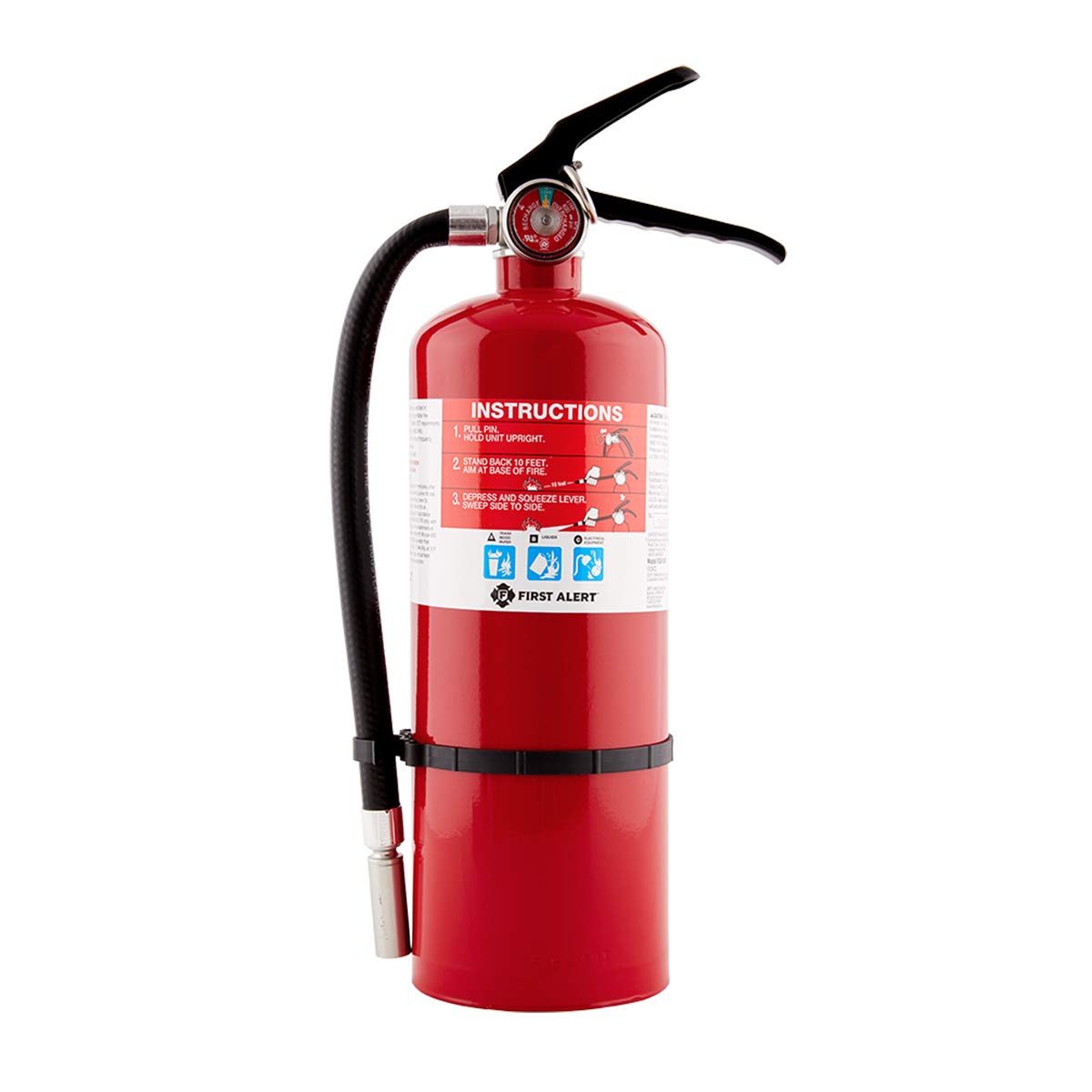 First Alert Fire Extinguisher for Home & Commercial Use, Heavy Duty Rechargeable Compliance Unit, UL RATED 2-A:10-B:C, HOME2PRO, Red, 1-Pack