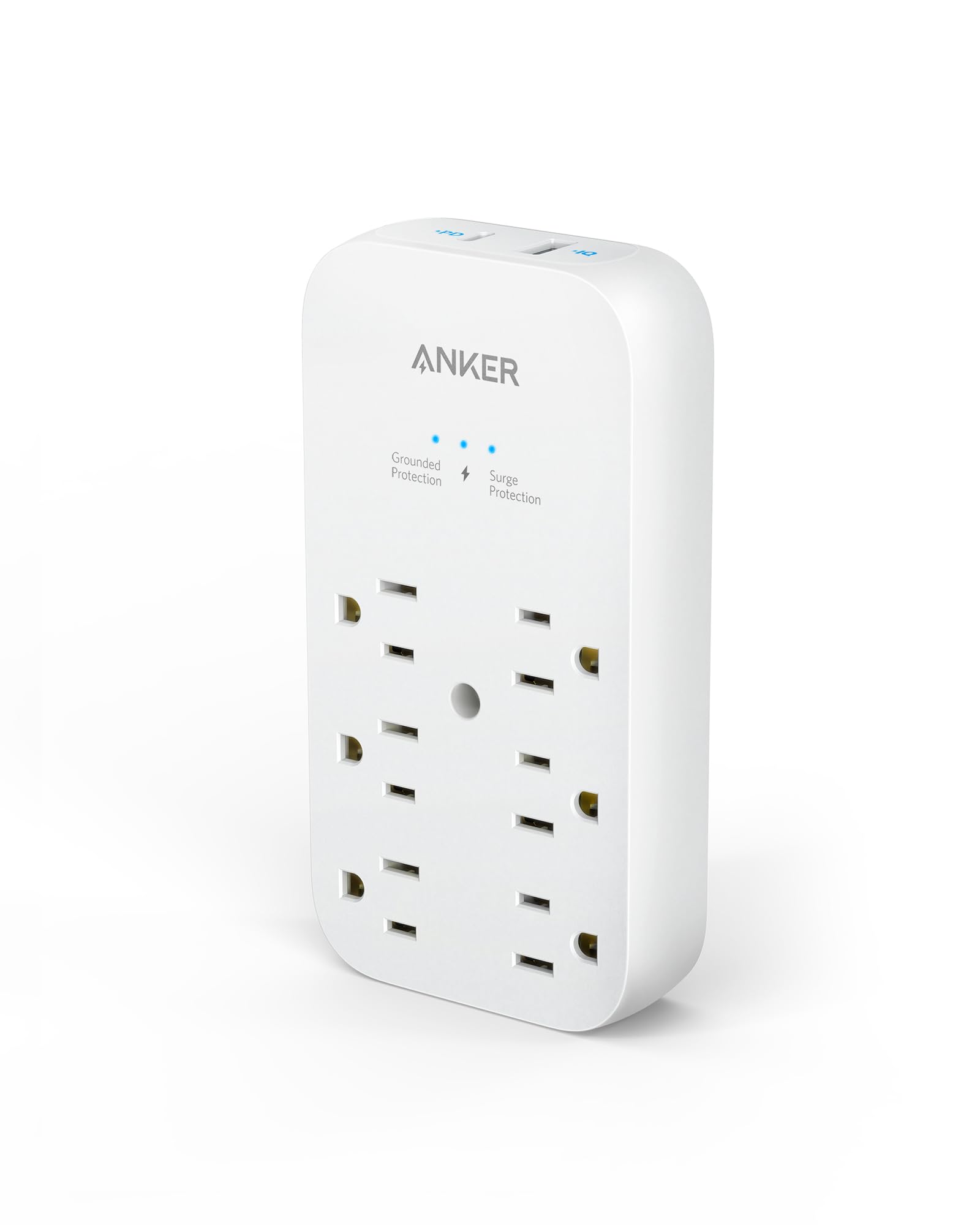 Anker Outlet Extender and USB Wall Charger, 6 Outlets and 2 USB Ports, 20W USB C Power Delivery High-Speed Charging iPhone 15/15 Plus/15 Pro/15 Pro Max, Multi-Plug for Dorm, Home, and Office, White