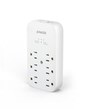 Anker Outlet Extender and USB Wall Charger, 6 Outlets and 2 USB Ports, 20W USB C Power Delivery High-Speed Charging iPhone 15/15 Plus/15 Pro/15 Pro Max, Multi-Plug for Dorm, Home, and Office, White