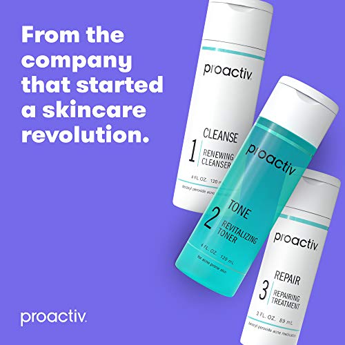 Proactiv - Benzoyl Peroxide Face Wash and Acne Treatment - Daily Facial Cleanser and Hyularonic Acid Moisturizer with Exfoliating Beads - 60 Day Supply, 4 Oz