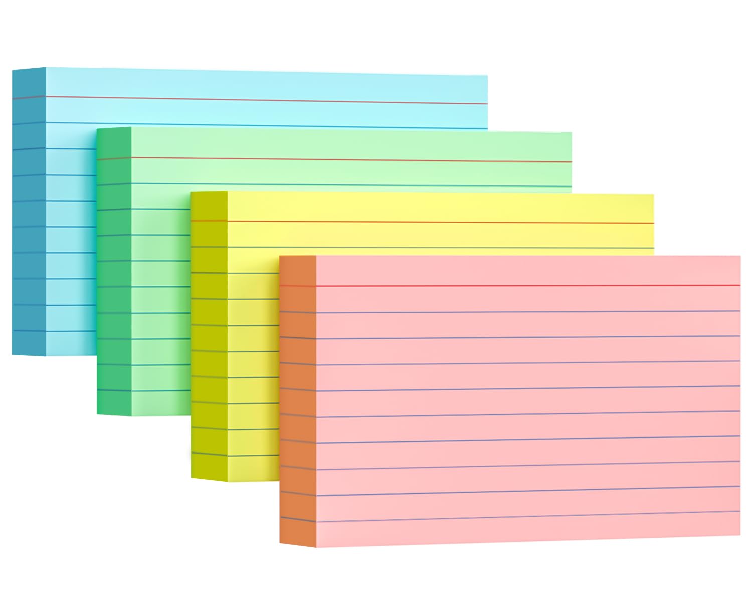 Colored Index Cards 3x5, 200 Pack, Ruled Index Cards, Flash Cards for Studying, Heavy Note Cards for Office, Home and SchoolÃ¯Â¼ÂFour Colors, Each Color Individually Wrapped, 50 Pack Per Package