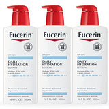 Eucerin Daily Hydration Body Lotion for Dry Skin, Unscented Body Moisturizer with Sunflower Oil and Pro-Vitamin B5, 16.9 Fl Oz Bottle, Pack of 3