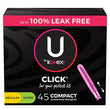 U by Kotex Click Compact Multipack Tampons, Regular/Super Absorbency, Unscented, 45 Count