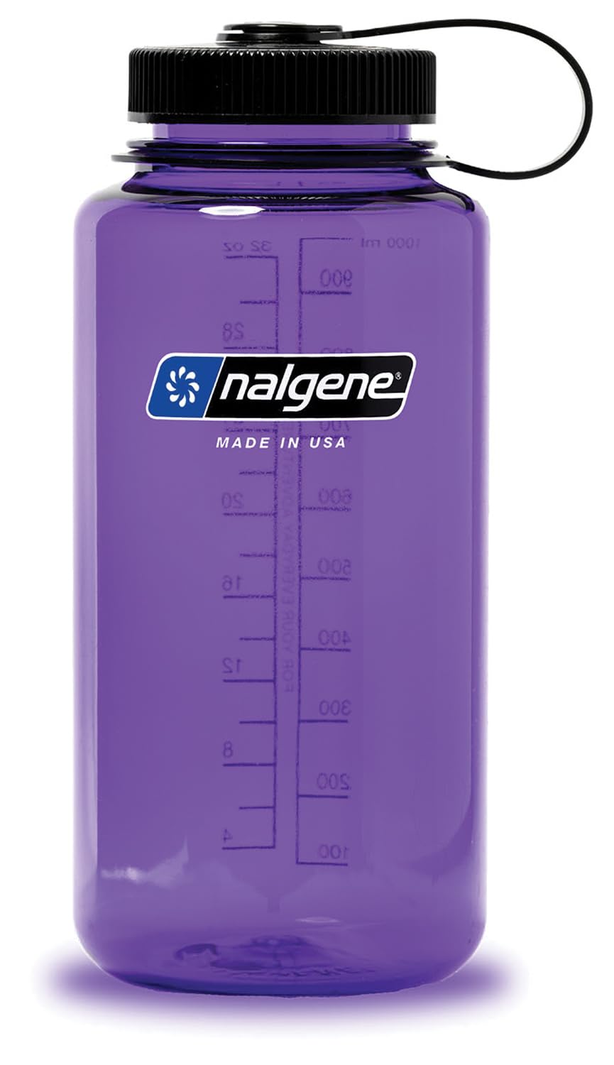 Nalgene Sustain Tritan BPA-Free Water Bottle Made with Material Derived from 50% Plastic Waste, 32 OZ, Wide Mouth, Aubergine