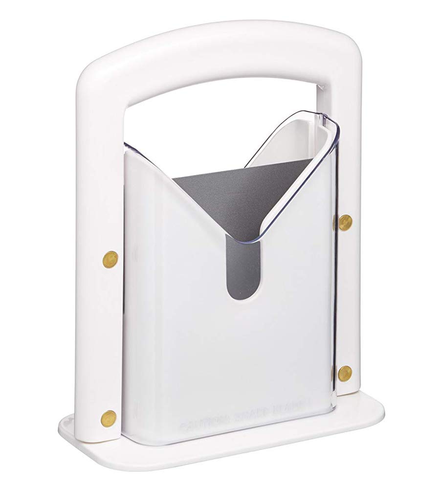 Hoan The Original Bagel Guillotine Slicer, Manual Precision Cutter with Safety Shield, Cleanly Slices Bagels and More, White, 9.25 Inch Kitchen Tool